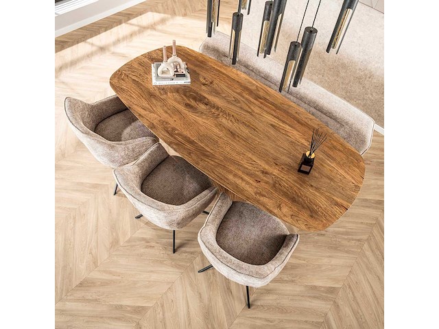 Wave eettafel 215cm - massief mangazand - afbeelding 4 van  7