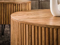 Wave ronde mangohouten salontafels set/2 - zandkleurig - afbeelding 2 van  4