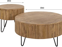 Wave ronde mangohouten salontafels set/2 - zandkleurig - afbeelding 4 van  4