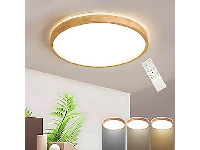 Wayluoung houten led-plafondlamp - afbeelding 1 van  3