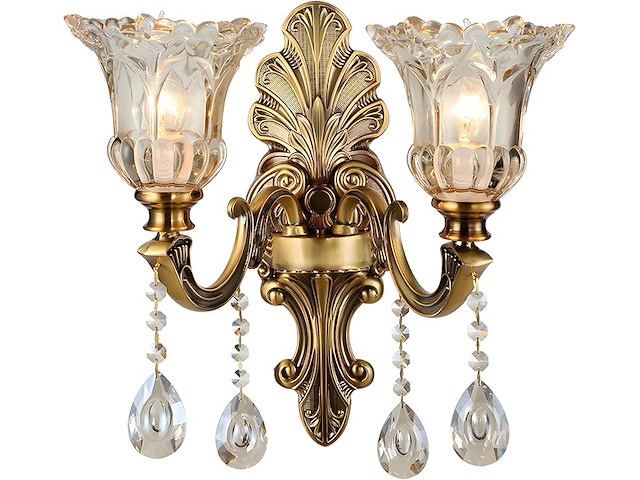 Wayluoung vintage bloemen wandmontage lamp - afbeelding 1 van  3