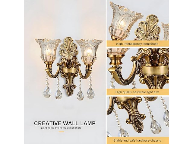 Wayluoung vintage bloemen wandmontage lamp - afbeelding 3 van  3