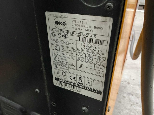 Weco pioneer 320mks air mig lasapparaat - afbeelding 8 van  8
