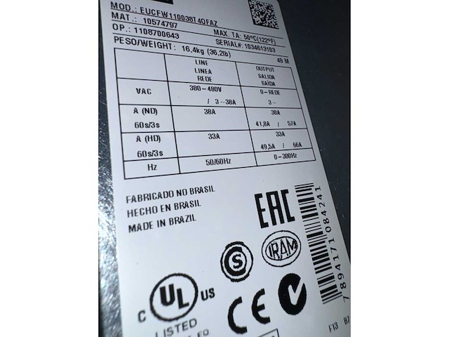 Weg eucfw110038t 40faz frequentieregelaar met schakelkast - afbeelding 2 van  10