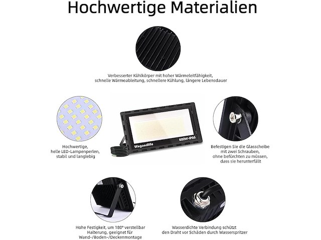 Wegoodlife 600 w led-schijnwerper voor buiten - afbeelding 3 van  6