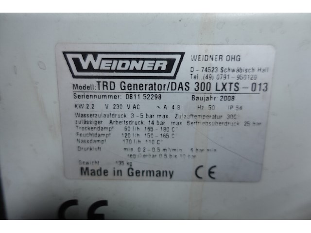 Weidner dry steam cleaner (220v, bouwjaar 2008, 31uren) - afbeelding 7 van  11
