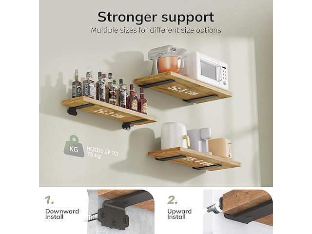 Weldun 8-delige set zwevende plankdragers 25 cm - afbeelding 5 van  6