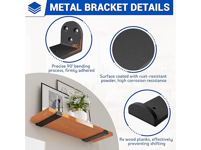 Weldun set van 6 metalen steigerplankbeugels 20cm wit - afbeelding 6 van  6