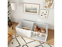 Welpenbak voor honden en puppy's, welpenren voor honden, in hoogte verstelbare deur 166 x 80 x 50 cm, wit - afbeelding 1 van  6