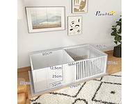 Welpenbak voor honden en puppy's, welpenren voor honden, in hoogte verstelbare deur 166 x 80 x 50 cm, wit - afbeelding 3 van  6