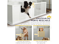 Welpenbak voor honden en puppy's, welpenren voor honden, in hoogte verstelbare deur 166 x 80 x 50 cm, wit - afbeelding 5 van  6
