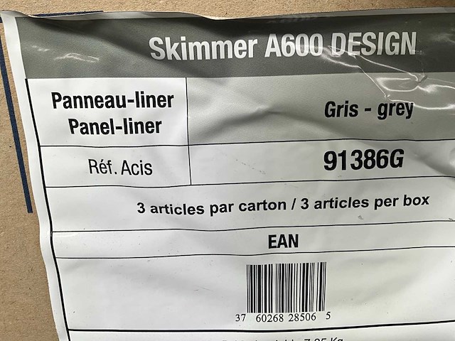 Weltico a600 design panel-liner skimmer - grijs (2x) - afbeelding 2 van  3