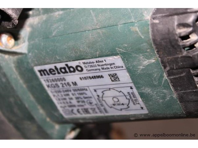 Werfcirkelzaag metabo kgs 216m, werking niet gekend - afbeelding 3 van  3