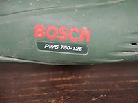 Werfradio maginon br10, slijpschijf powerplus pow20030, slijpschijf bosch pws750-125, handcirkelzaag trotec pcss-10-1400 in doos, schuurmachine bosch gss 23e in pvc koffer, poliermachine einhell bpp5 1100e in pvc koffer, laser topcraft op statief - afbeelding 7 van  36