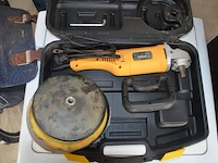 Werfradio maginon br10, slijpschijf powerplus pow20030, slijpschijf bosch pws750-125, handcirkelzaag trotec pcss-10-1400 in doos, schuurmachine bosch gss 23e in pvc koffer, poliermachine einhell bpp5 1100e in pvc koffer, laser topcraft op statief - afbeelding 35 van  36