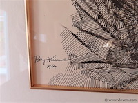 Werk achter glas, gesigneerd - afbeelding 2 van  3