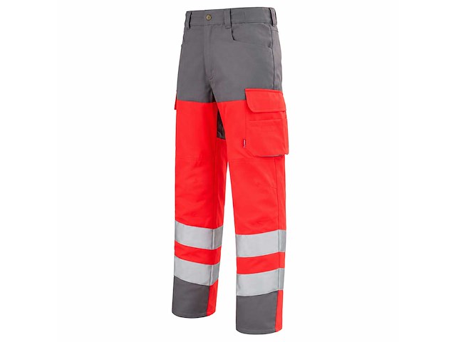 Werkbroek - hi vis rood charcoal - maat xs-xl (80x) - afbeelding 1 van  1