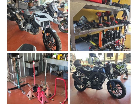 Werkplaatsuitrusting, motorfietsen en scooters