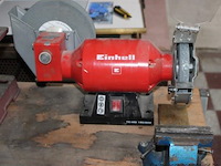 Werktafel vv koomboormachine, 2 steenslijpmachine einhell en bankschroef - afbeelding 2 van  3