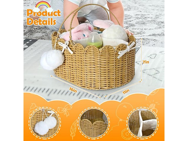 Whemyreat handgemaakt rotan wikkelmand met 3 vakken - afbeelding 3 van  3