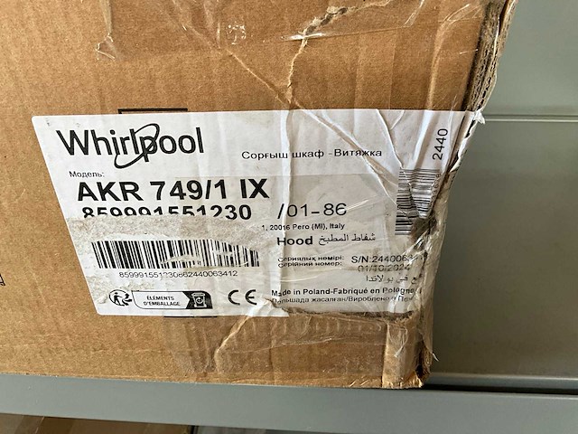 Whirlpool akr 749/1 ix dampkap telescopisch 60 cm - afbeelding 1 van  2