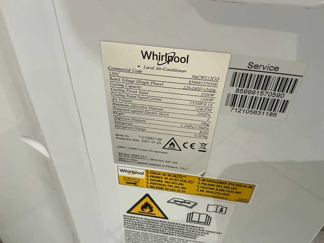 Whirlpool ecosilent pacw212co mobiele airconditioning - afbeelding 5 van  7