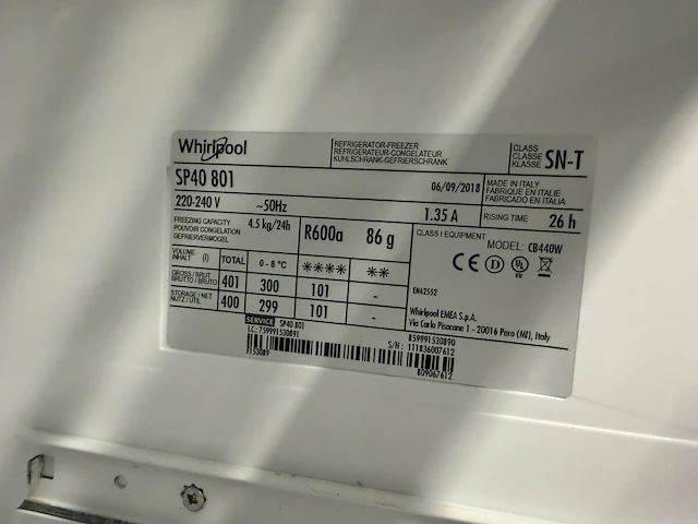 Whirlpool koel/vrieskast, 195 cm hoog - afbeelding 8 van  9