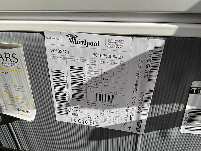 Whirlpool whs2121 diepvrieskoffer - afbeelding 3 van  6