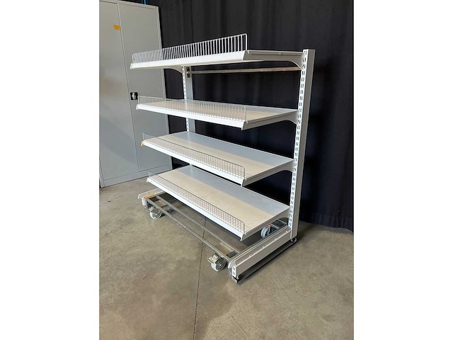 White mobile retail shelving - shop racking - afbeelding 2 van  3