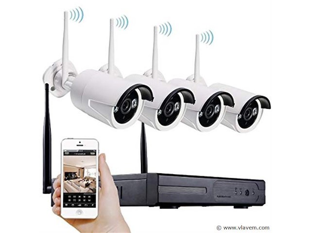Wifi cctv camera beveiligingset draadloos met 4 cameras (nachtzicht) - afbeelding 1 van  4