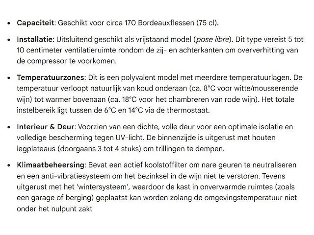 Wijnbewaarkast avintage dva265pa+ - afbeelding 8 van  9