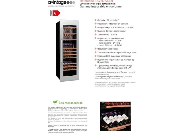 Wijnkoelkast avintage avi97x3zi - afbeelding 6 van  7