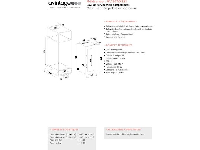 Wijnkoelkast avintage avi97x3zi - afbeelding 7 van  7