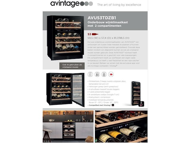 Wijnkoelkast avintage avu53tdzb1 - afbeelding 3 van  4