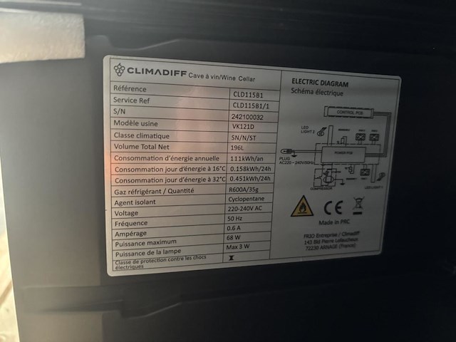 Wijnkoelkast climadiff cld115b1 - afbeelding 5 van  7