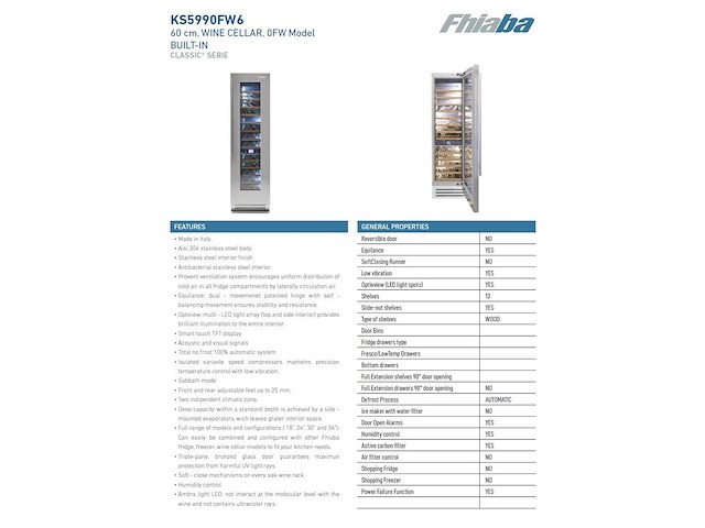 Wijnkoelkast fhiaba ks5990fw6 - afbeelding 2 van  11