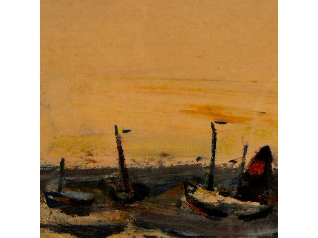 Willem van hecke (1893-1976), boats near the beach, 1949, mixed media 40 x 40 cm. (15 3/4 x 15 3/4 in.), frame: 43 x 43 cm. (16.92 x 16.92 in.) - afbeelding 5 van  5