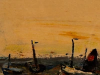 Willem van hecke (1893-1976), boats near the beach, 1949, mixed media 40 x 40 cm. (15 3/4 x 15 3/4 in.), frame: 43 x 43 cm. (16.92 x 16.92 in.) - afbeelding 5 van  5