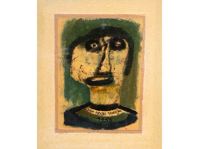 Willem van hecke (1893-1976), portrait, 1956, mixed media 29 x 25 cm. (11.41 x 9.83 in.), frame: 36 x 32 cm. (14.16 x 12.59 in.) - afbeelding 1 van  4