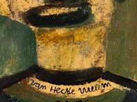 Willem van hecke (1893-1976), portrait, 1956, mixed media 29 x 25 cm. (11.41 x 9.83 in.), frame: 36 x 32 cm. (14.16 x 12.59 in.) - afbeelding 4 van  4
