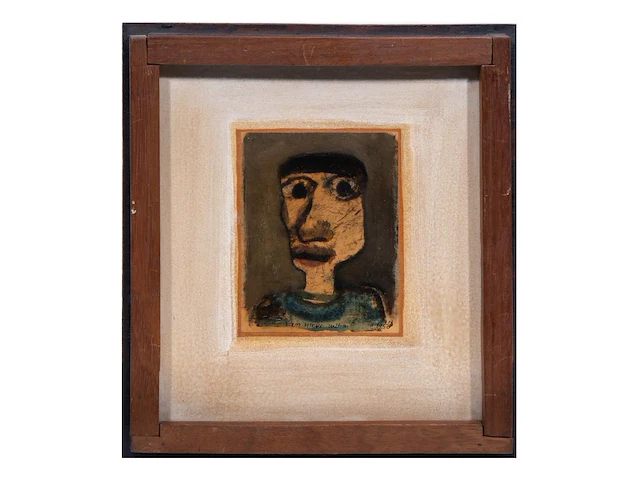 Willem van hecke (1893-1976), portrait, 1956, mixed media 31.5 x 28 cm. (12.40 x 11.01 in.), frame: 38.5 x 34.5 cm. (15.16 x 13.58 in.) - afbeelding 2 van  4