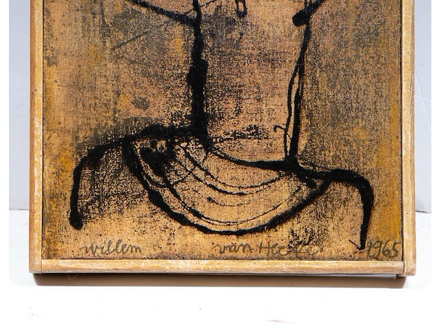 Willem van hecke (1893-1976), portrait, 1965, mixed media 28.5 x 23 cm. (11.22 x 9.06 in.), frame: 30 x 24.5 cm. (11.81 x 9.65 in.) - afbeelding 4 van  4
