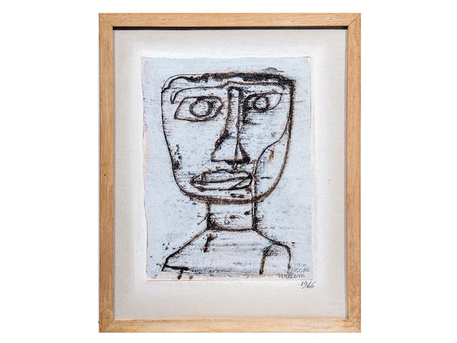 Willem van hecke (1893-1976), portrait, 1966, mixed media 50 x 40 cm. (19.67 x 15 3/4 in.), frame: 53 x 43 cm. (20.87 x 16.92 in.) - afbeelding 2 van  5