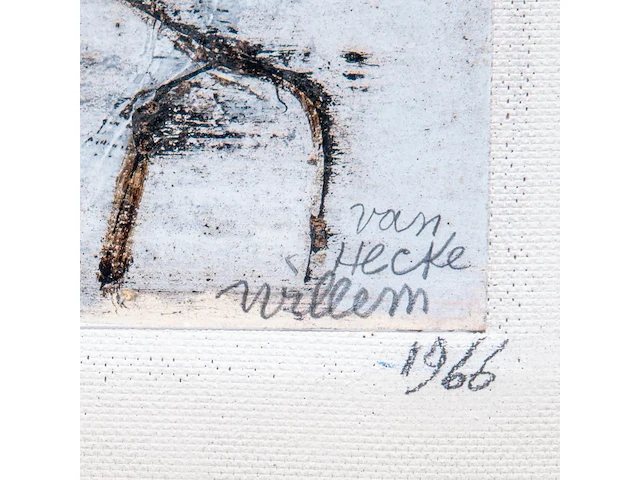 Willem van hecke (1893-1976), portrait, 1966, mixed media 50 x 40 cm. (19.67 x 15 3/4 in.), frame: 53 x 43 cm. (20.87 x 16.92 in.) - afbeelding 4 van  5