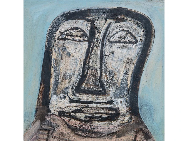 Willem van hecke (1893-1976), portrait, 1968, mixed media 75 x 59 cm. (29.53 x 23.23 in.), frame: 80 x 63 cm. (31 1/2 x 24.80 in.) - afbeelding 5 van  5