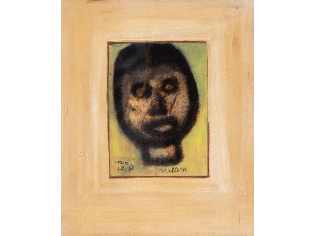 Willem van hecke (1893-1976), portrait, mixed media 36 x 30.5 cm. (14.16 x 12.00 in.), frame: 39 x 33.5 cm. (15.34 x 13.18 in.) - afbeelding 1 van  5