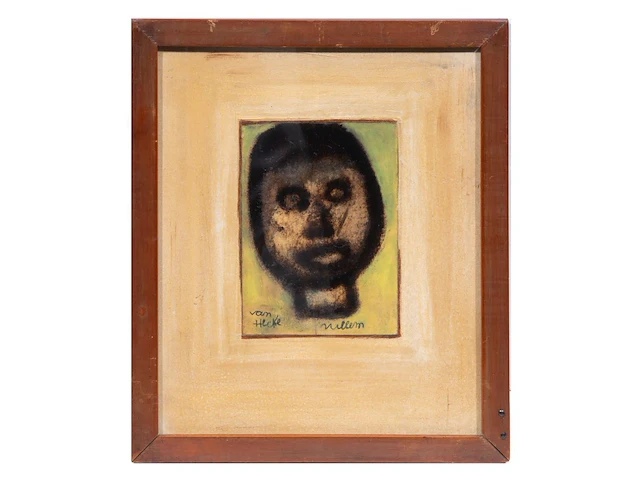 Willem van hecke (1893-1976), portrait, mixed media 36 x 30.5 cm. (14.16 x 12.00 in.), frame: 39 x 33.5 cm. (15.34 x 13.18 in.) - afbeelding 2 van  5