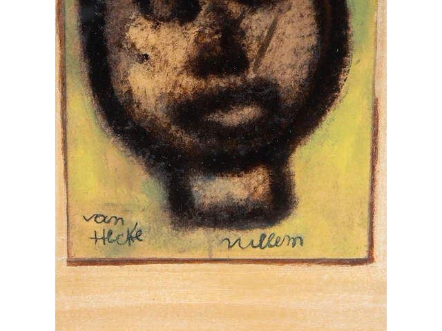 Willem van hecke (1893-1976), portrait, mixed media 36 x 30.5 cm. (14.16 x 12.00 in.), frame: 39 x 33.5 cm. (15.34 x 13.18 in.) - afbeelding 4 van  5