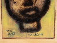 Willem van hecke (1893-1976), portrait, mixed media 36 x 30.5 cm. (14.16 x 12.00 in.), frame: 39 x 33.5 cm. (15.34 x 13.18 in.) - afbeelding 4 van  5