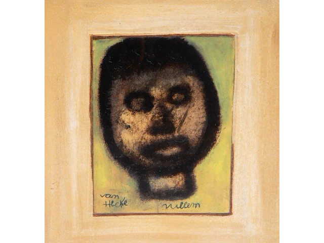 Willem van hecke (1893-1976), portrait, mixed media 36 x 30.5 cm. (14.16 x 12.00 in.), frame: 39 x 33.5 cm. (15.34 x 13.18 in.) - afbeelding 5 van  5